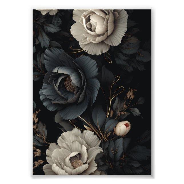 Schwarz-Weiß-Blume Fotodruck (Vorne)