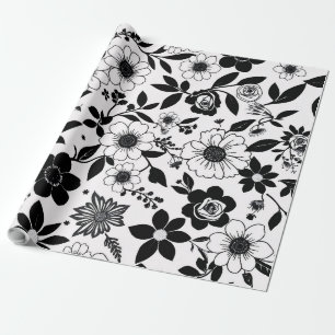 Schwarz-Weiß-Blume Geschenkpapier