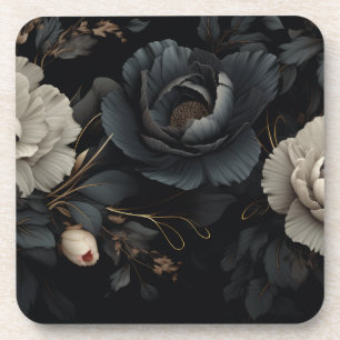 Schwarz-Weiß-Blume Getränkeuntersetzer