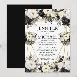 Schwarz-Weiß-Blume Hochzeitsfeiern Einladung