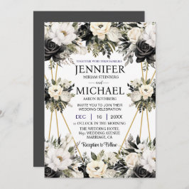 Schwarz-Weiß-Blume Hochzeitsfeiern Einladung