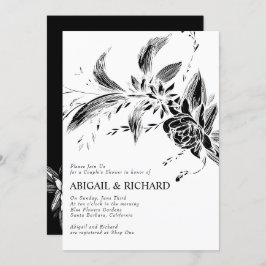 Schwarz-Weiß-Blume Hochzeitspaare duschen Einladung
