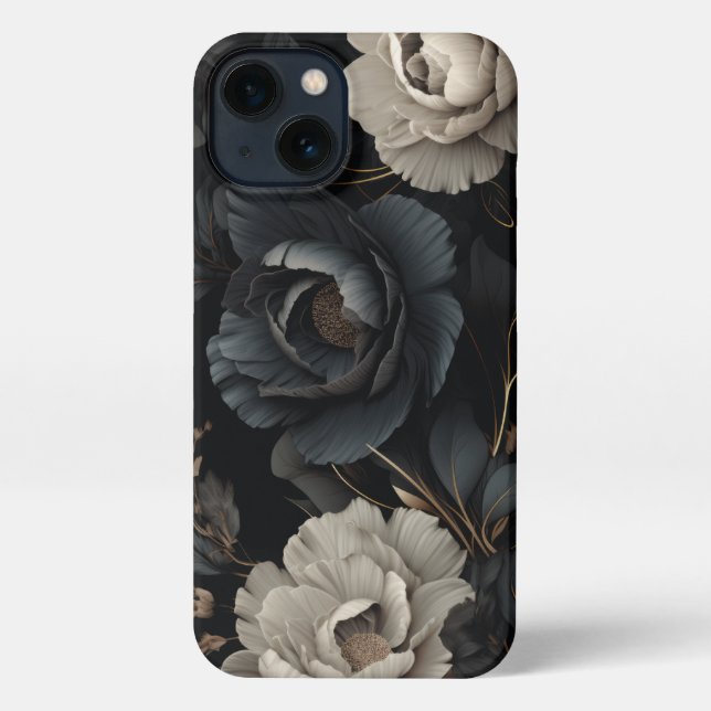 Schwarz-Weiß-Blume iPhone Hülle (Rückseite)