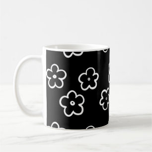 Schwarz-Weiß-Blume Kaffeetasse