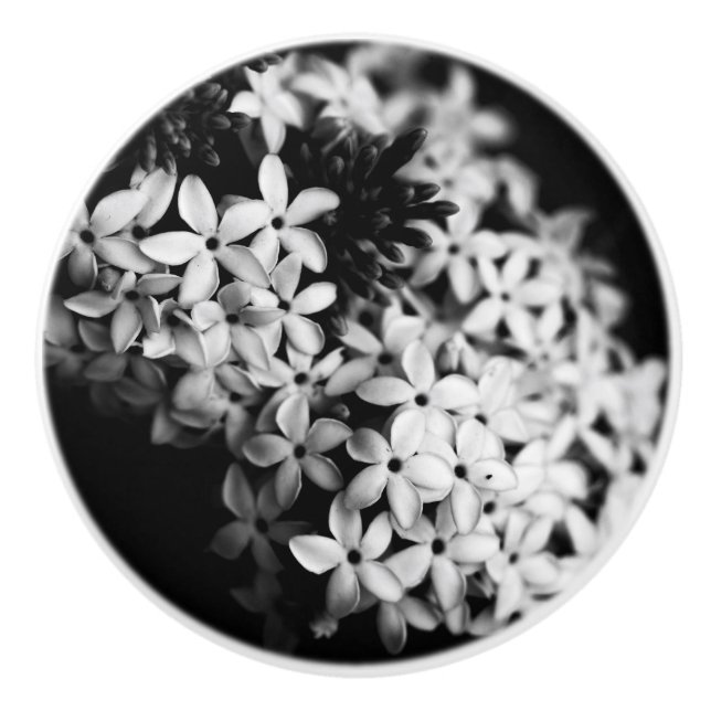 Schwarz-Weiß-Blume Keramikknauf (Vorderseite)