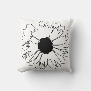 Schwarz-Weiß-Blume Kissen