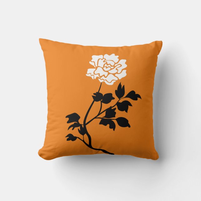 Schwarz-Weiß-Blume Kissen (Vorderseite)