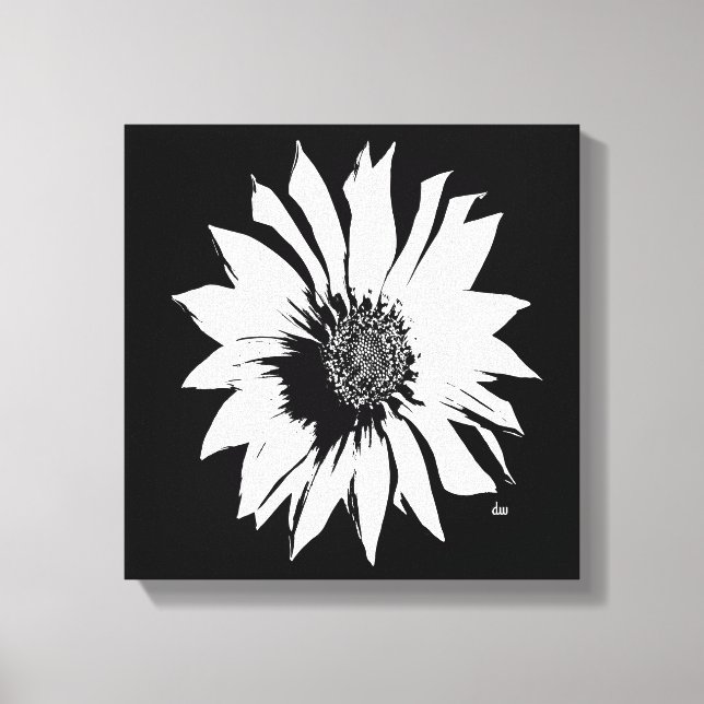 Schwarz/Weiß-Blume Leinwanddruck (Vorderseite)