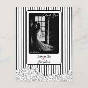 Schwarz-Weiß-Blume mit Streifen Danke Postkarte