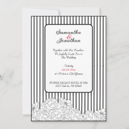 Schwarz-Weiß-Blume mit Streifen Hochzeit Einladung