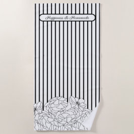 Schwarz-Weiß-Blume mit Streifen Strandtuch