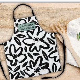 Schwarz-Weiß-Blume - Moderne Bezeichnung Schürze