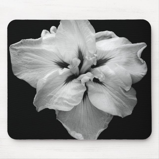 Schwarz-Weiß-Blume Mousepad (Vorne)