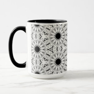 Schwarz-Weiß-Blume-Muster Tasse