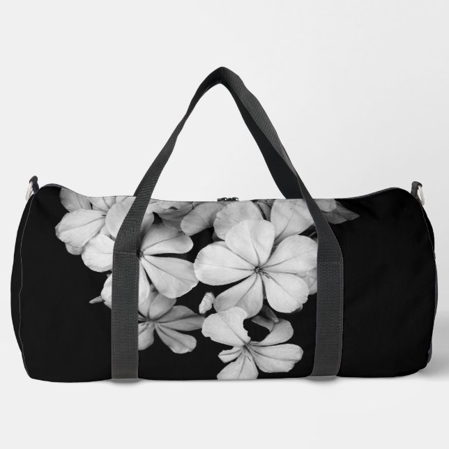 Schwarz-Weiß-Blume nah Duffle Bag (Vorderseite)