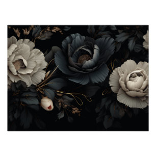 Schwarz-Weiß-Blume Poster