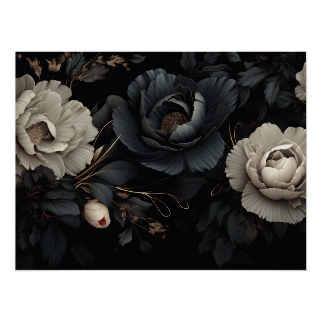 Schwarz-Weiß-Blume Poster (Vorderseite)