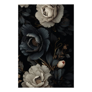 Schwarz-Weiß-Blume Poster