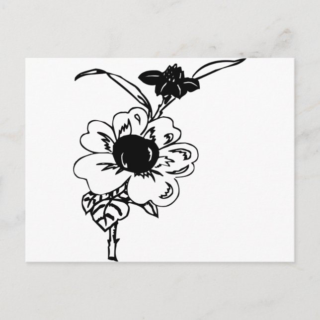 Schwarz-Weiß-Blume Postkarte (Vorderseite)