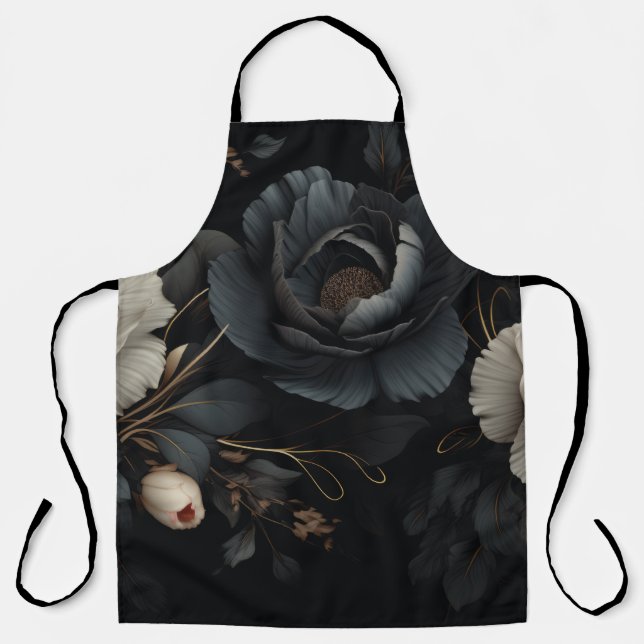 Schwarz-Weiß-Blume Schürze (Vorderseite)