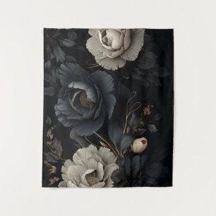 Schwarz-Weiß-Blume Wandteppich