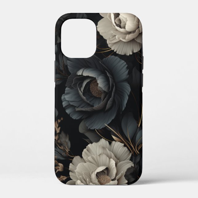 Schwarz-Weiß-Blumen Case-Mate iPhone Hülle (Rückseite)