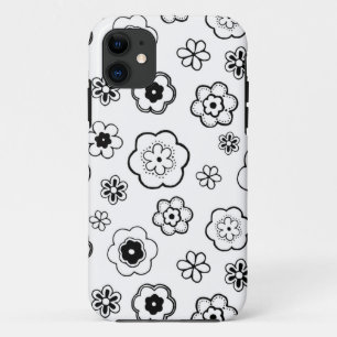 Schwarz-Weiß-Blumen iPhone 11 Hülle