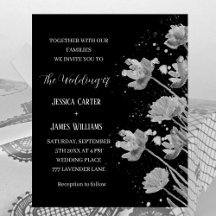 Schwarz-Weiß-Blumen Elegante Einfache Hochzeit