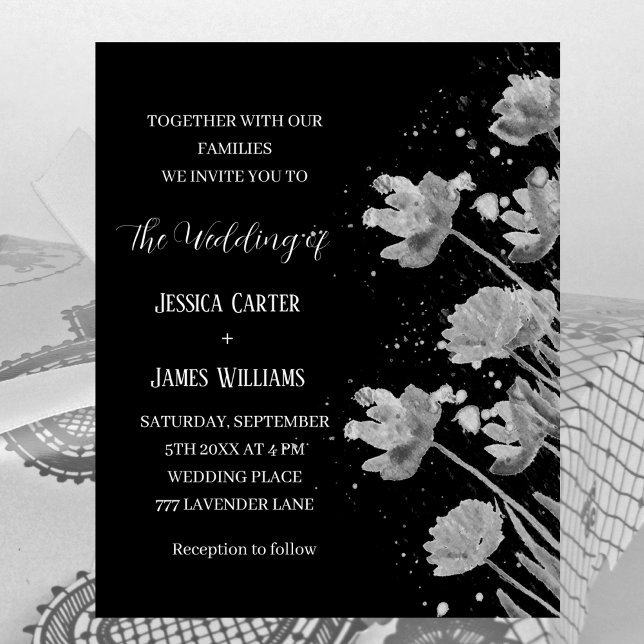 Schwarz-Weiß-Blumen Elegante Einfache Hochzeit (Von Creator hochgeladen)