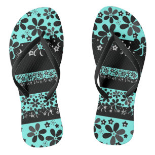Schwarz-Weiß-Blumen Flip Flops