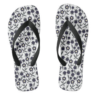 Schwarz-Weiß-Blumen Flip Flops