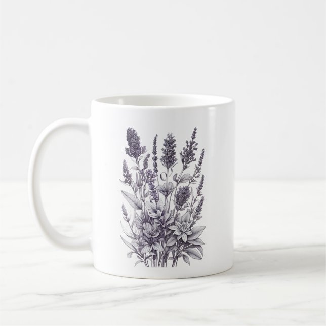 Schwarz-Weiß-Blumen Kaffeetasse (Links)