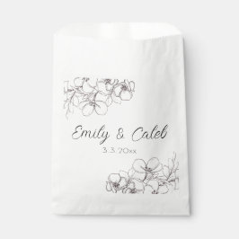 Schwarz-Weiß-Blumen-Linie Kunst Hochzeit Geschenktütchen