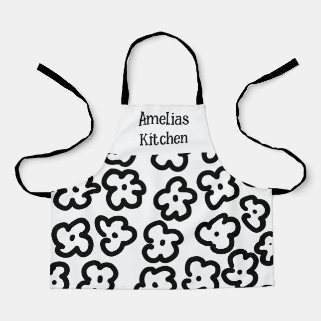 Schwarz-Weiß-Blumen Moderne Abstrakte Schürze