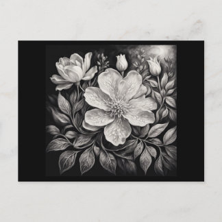 Schwarz-Weiß-Blumen Postkarte