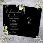 Schwarz-Weiß-Blumenbridmaier Luncheon Einladung<br><div class="desc">Dieses elegante,  schwarz-weiße botanische Grün verlasse die Einladung der Brautjungfrau zum Mittagessen können mit Ihren Informationen in chic Typografie personalisiert werden mit Ihren Monogramm Initialen auf der Rückseite. Entwickelt von Thisisnotme©</div>