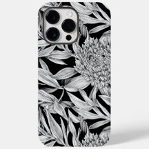 Schwarz-Weiß-Blumendesign für Handy-Case