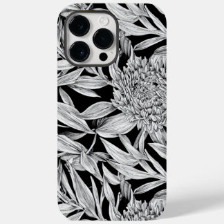Schwarz-Weiß-Blumendesign für Handy-Case Case-Mate iPhone 14 Pro Max Hülle