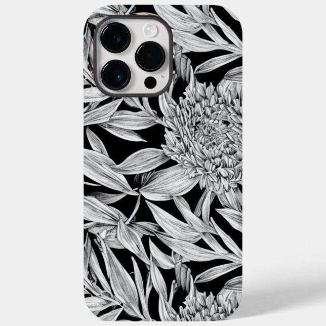 Schwarz-Weiß-Blumendesign für Handy-Case Case-Mate iPhone Hülle (Rückseite)