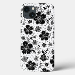 Schwarz-Weiß-Blumendruck Case-Mate iPhone Hülle