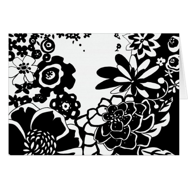 Schwarz-Weiß-Blumengarten Grafisches Muster (Vorderseite (Horizontal))