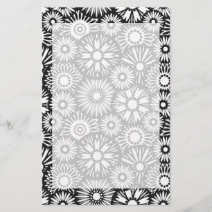 Schwarz-Weiß-Blumengeschirr Briefpapier