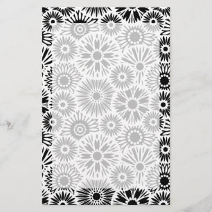 Schwarz-Weiß-Blumengeschirr Briefpapier
