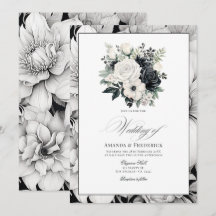 Schwarz-Weiß-Blumenhochzeit