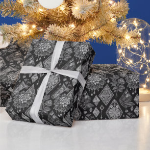 Schwarz-Weiß-Blumenlatte Geschenkpapier