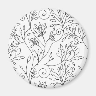 Schwarz-Weiß-Blumenmagnet Magnet