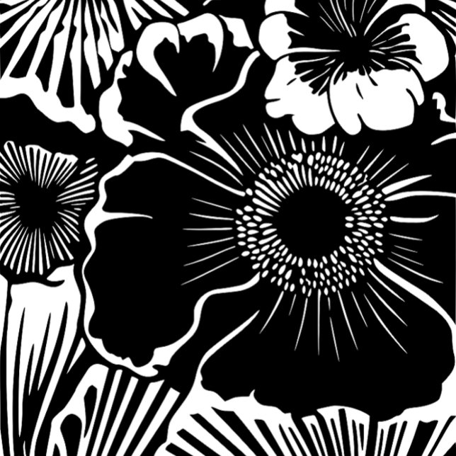 Schwarz Weiß Blumenmuster Kühne Botanische Ästheti Kaffeetasse (Von Creator hochgeladen)