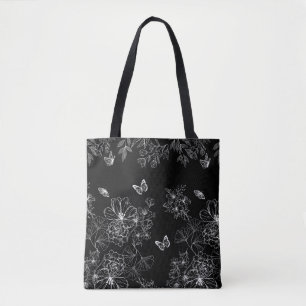 Schwarz-Weiß-Blumenmuster Minimalistisch