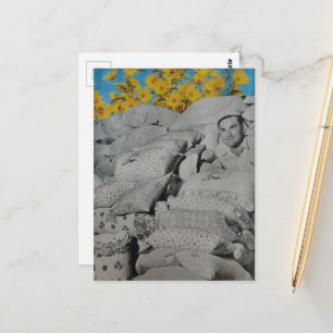 Schwarz Weiß Blumenprint Mehl Gelbe Sonnenblumen Postkarte
