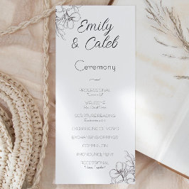 Schwarz-Weiß-Blumenrahmen Art Wedding Programm